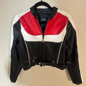 Urban Outfitters Black, Red, and White Leather Jacket